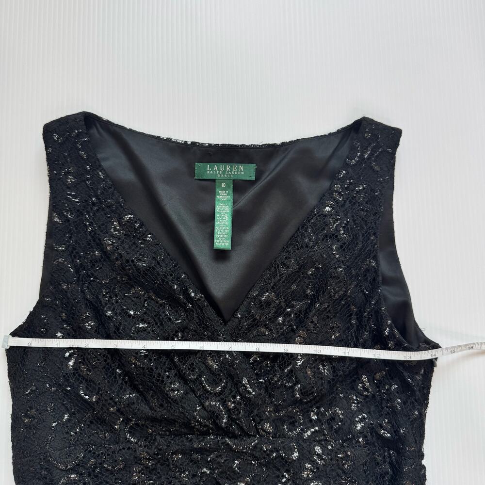 Lauren Ralph Lauren Black Lace Dress Women’s 10 Evening Occasion Event Wedding - Picture 10 of 16